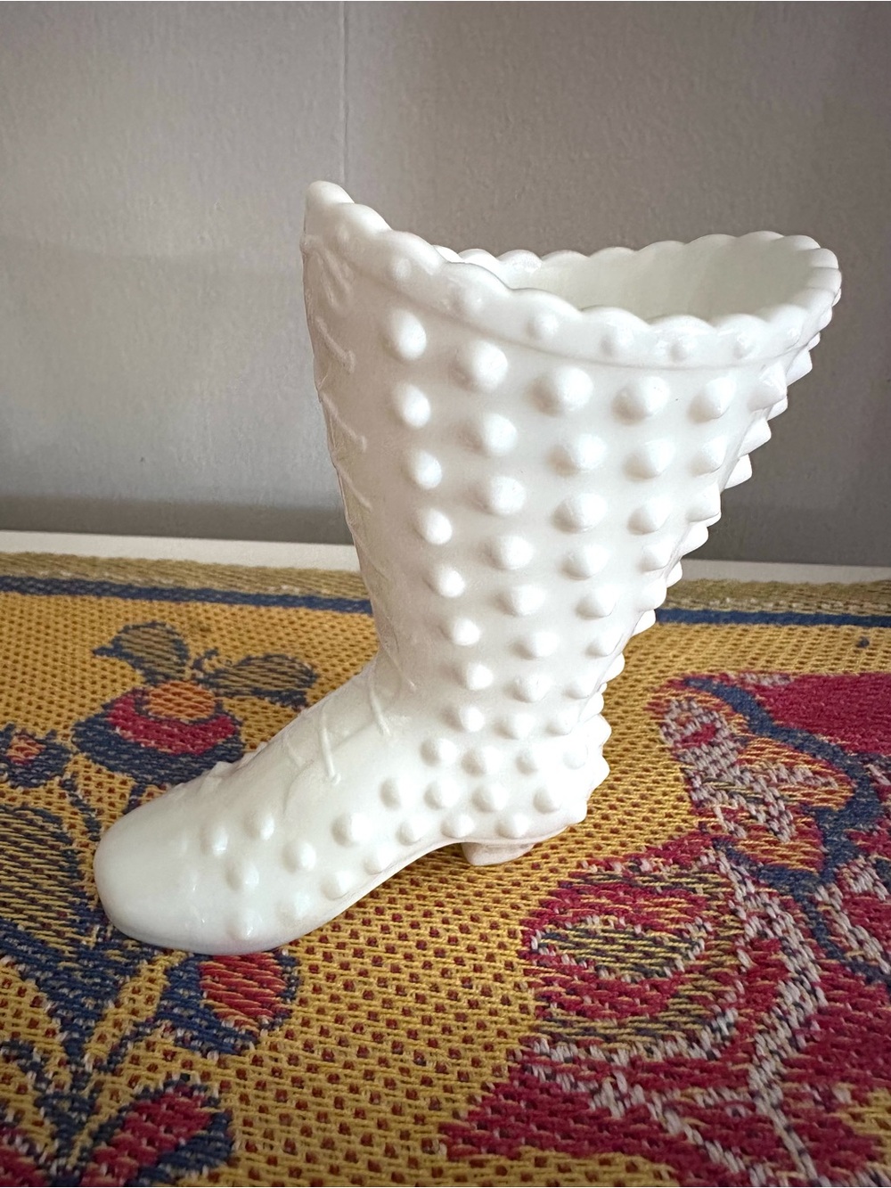 Vintage FENTON Hobnail Milk Glass Boot Figurine- Excellent Condition!